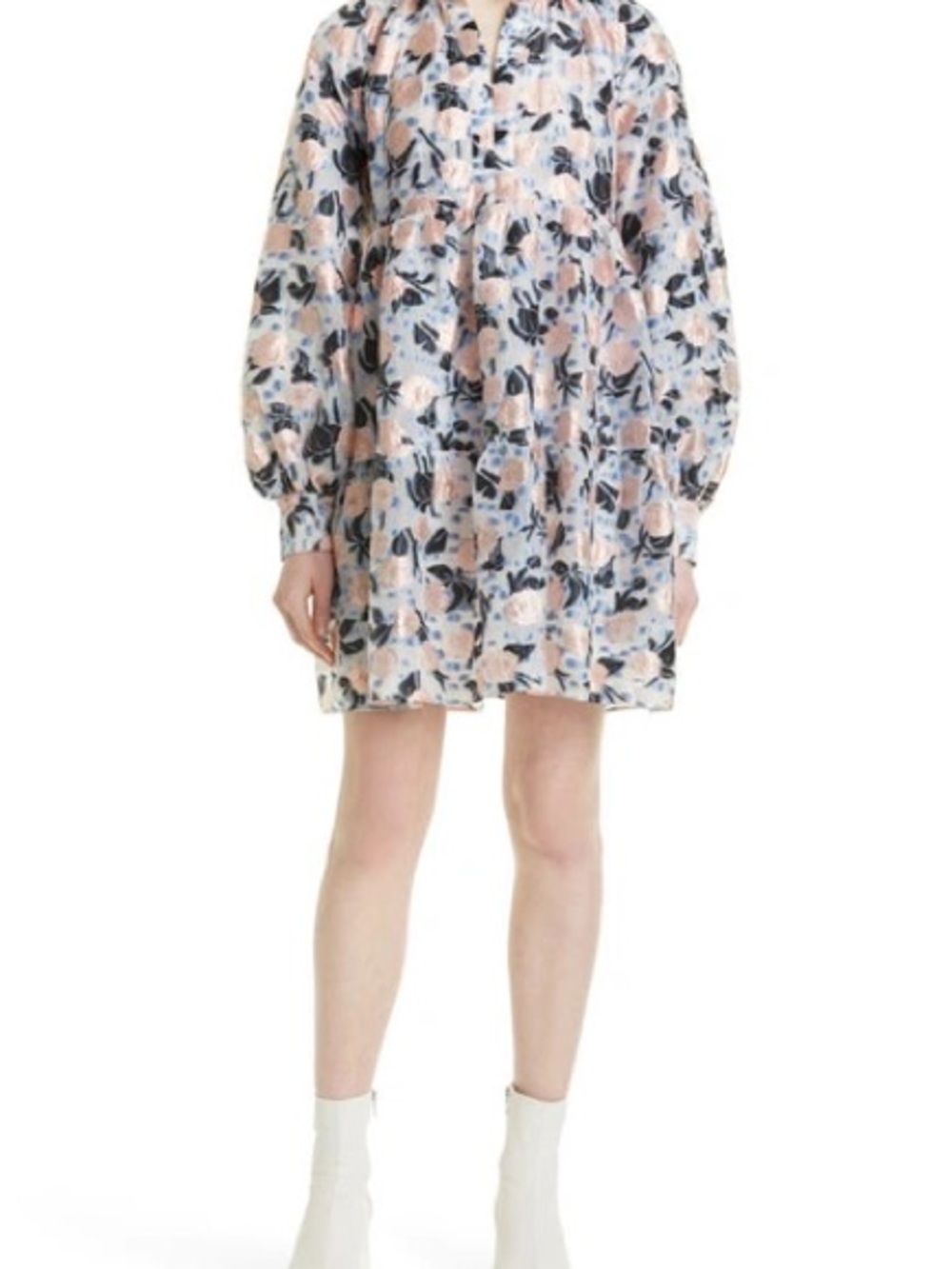STINE GOYA Jasmine Floral-Brocade Organza Mini Dress xs